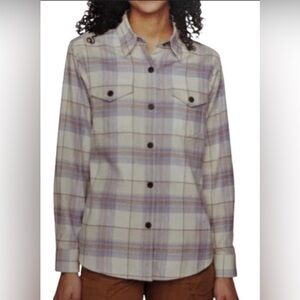 Tilly Women's soft Plaid Button Down Shirt - Cream and Blue